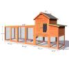 122"Large Wooden Chicken Coop,Outdoor Hen House with Nest Box,Wire Fence Poultry Cage